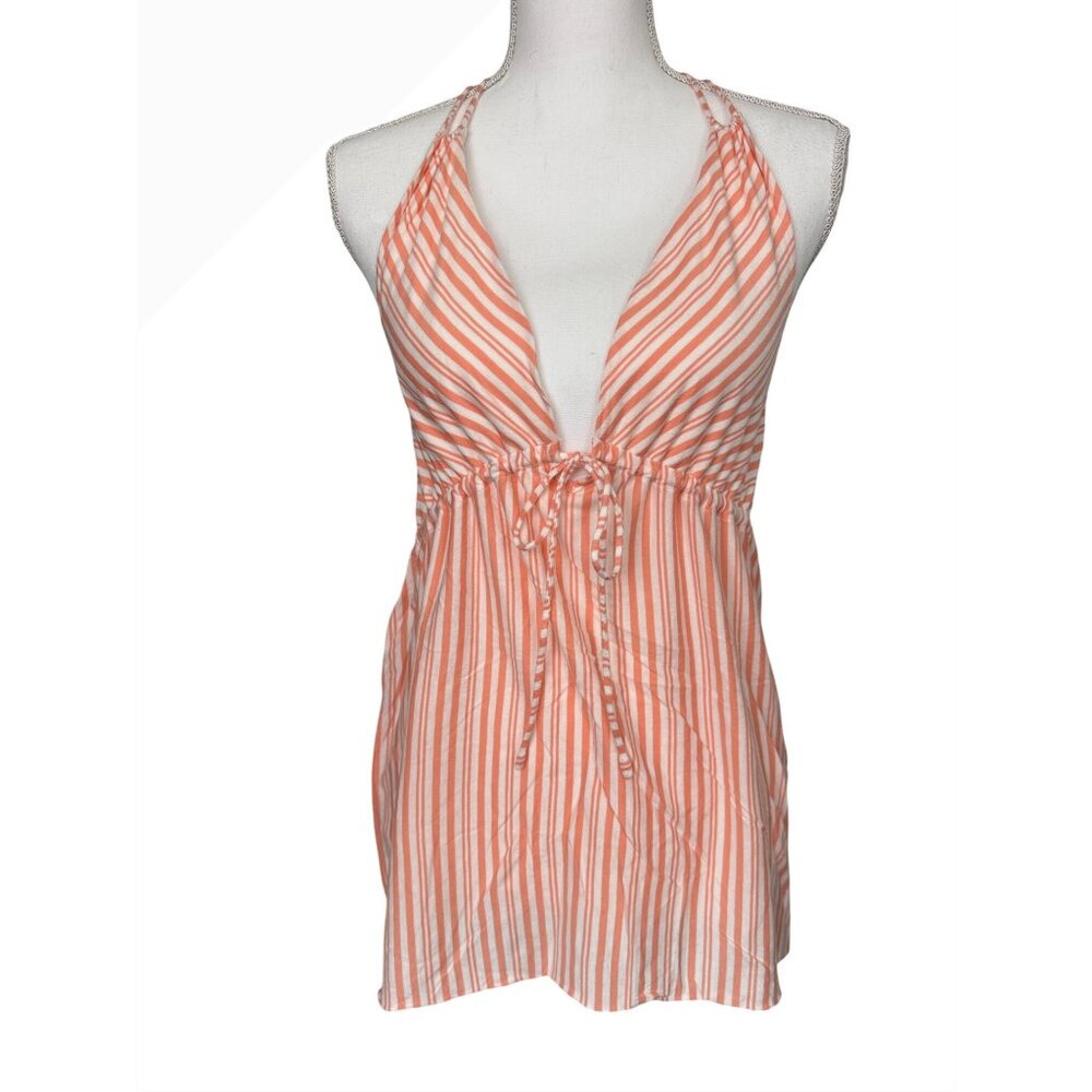 J.Crew Womens Melon Striped Halter Top NWT Size S 60% Cotton 40% Modal Elastic W - Picture 1 of 15